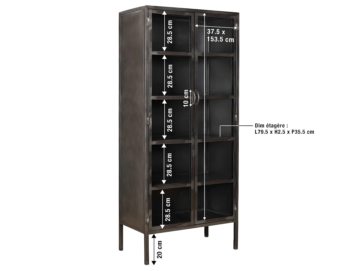 Vitrine en métal 2 portes Gabin