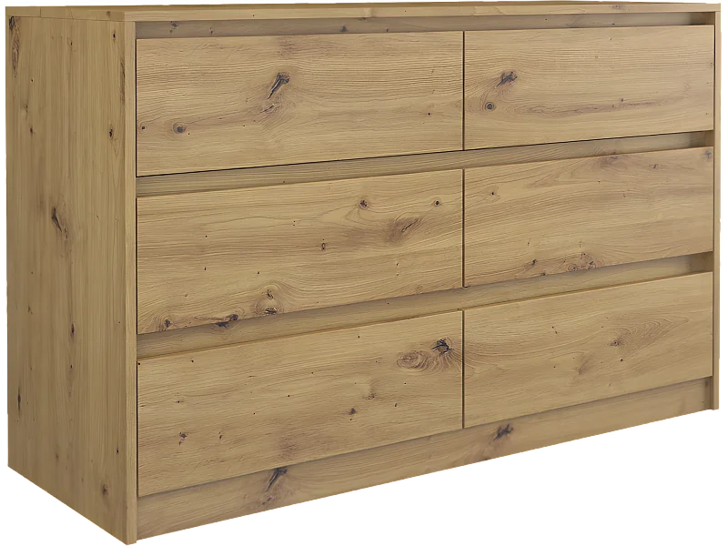 IRIS 120 | Comò moderno Soggiorno Camera da letto Ufficio | 120x75x40cm | 6 cassetti | Armadio di stoccaggio | aspetto legno