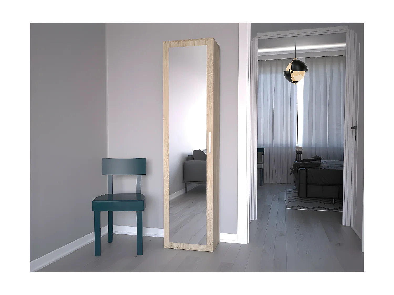 ATARA | Mueble de entrada con gran espejo | 180x50x35cm | Dos baldas + perchero | Muebles de entrada