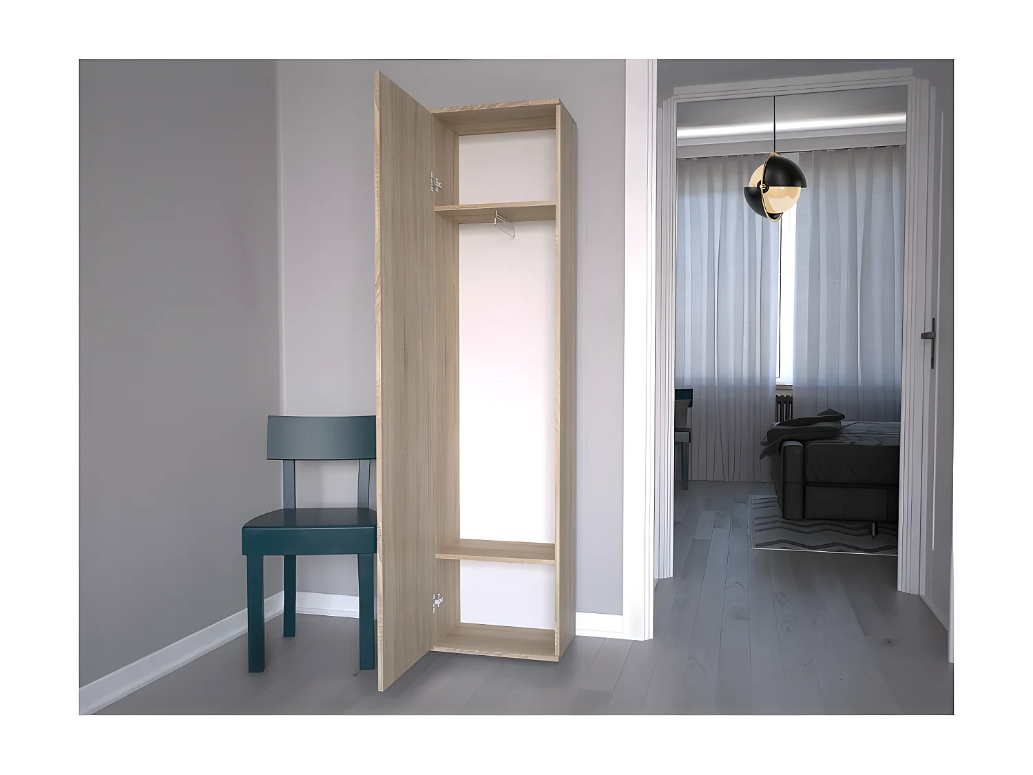 ATARA | Mueble de entrada con gran espejo | 180x50x35cm | Dos baldas + perchero | Muebles de entrada