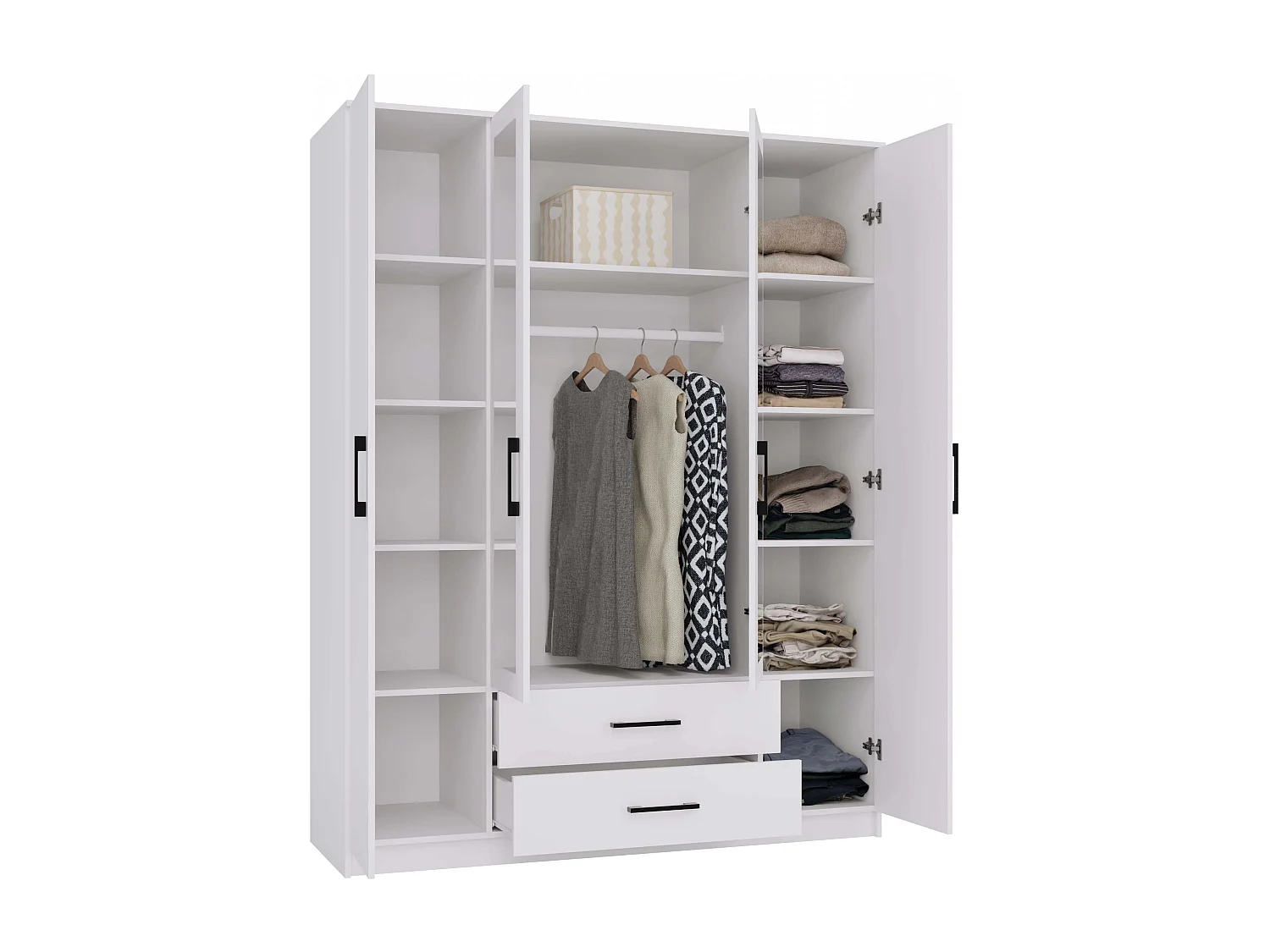 ROMA | Armario grande de oficina /dormitorio  | Armario multifuncional | 2 puertas | 2 espejos | 2 cajones | Unidad de almacenamiento | Estantería