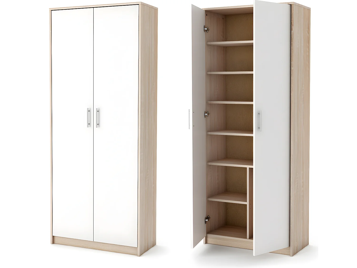 PARLA - Armoire moderne avec tablettes et rangement chaussures - 180x74x35cm - Meuble de rangement - Style moderne