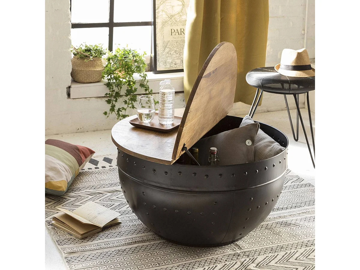 Table basse en bois de manguier et métal Bertine