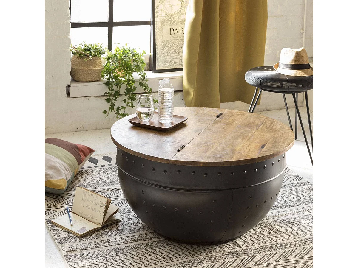 Table basse en bois de manguier et métal Bertine
