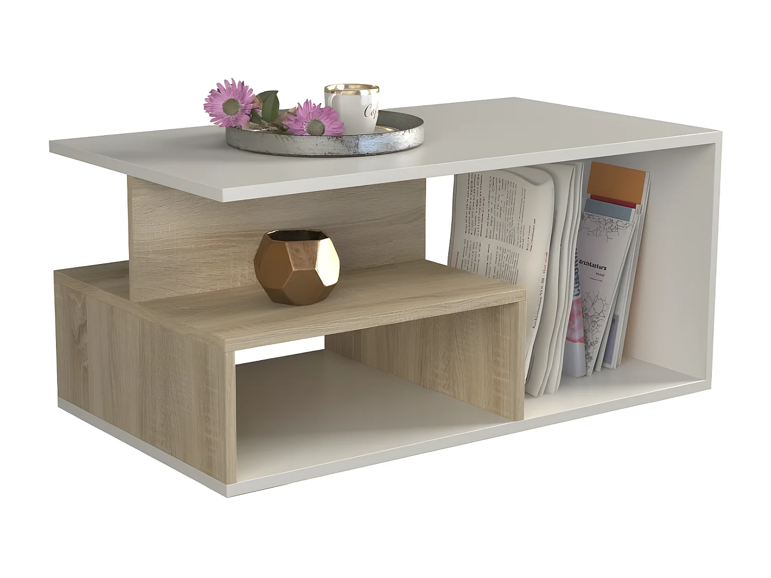 SIENNE - Mesa de centro moderna - mesa de centro salón, dormitorio y despacho - 90x51x1.6cm - diseño minimalista
