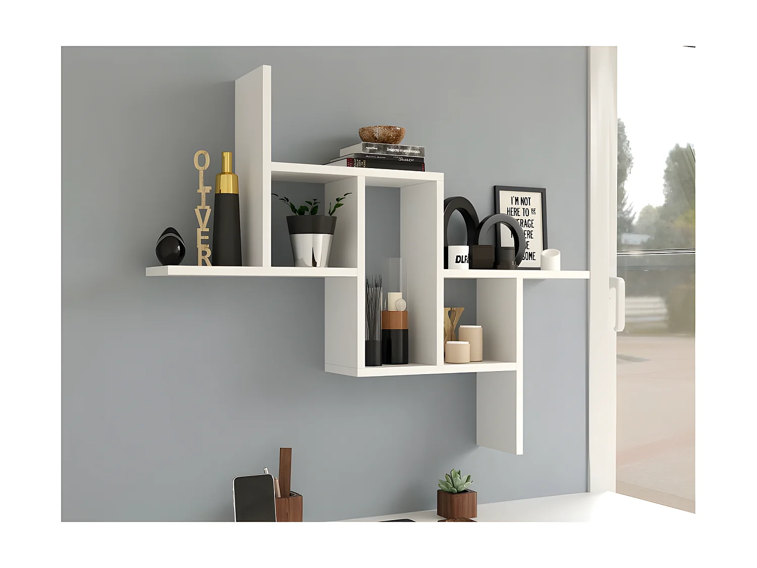 SIENNE - Mesa de centro moderna - mesa de centro salón, dormitorio y despacho - 90x51x1.6cm - diseño minimalista