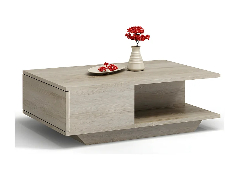 ZEKE - Tavolino moderno 90x60x42 cm soggiorno/salotto/ufficio con nicchia contenitore - Tavolino di servizio dal design moderno