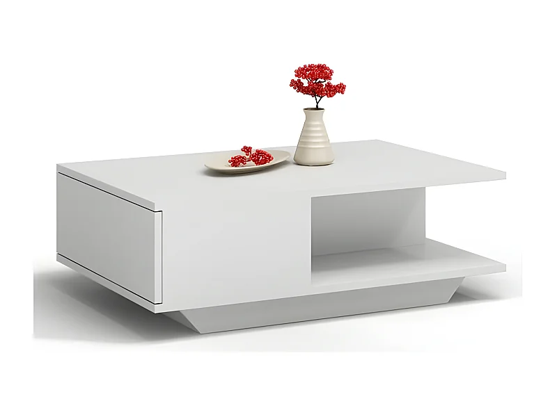 ZEKE - Tavolino moderno 90x60x42 cm soggiorno/salotto/ufficio con nicchia contenitore - Tavolino di servizio dal design moderno