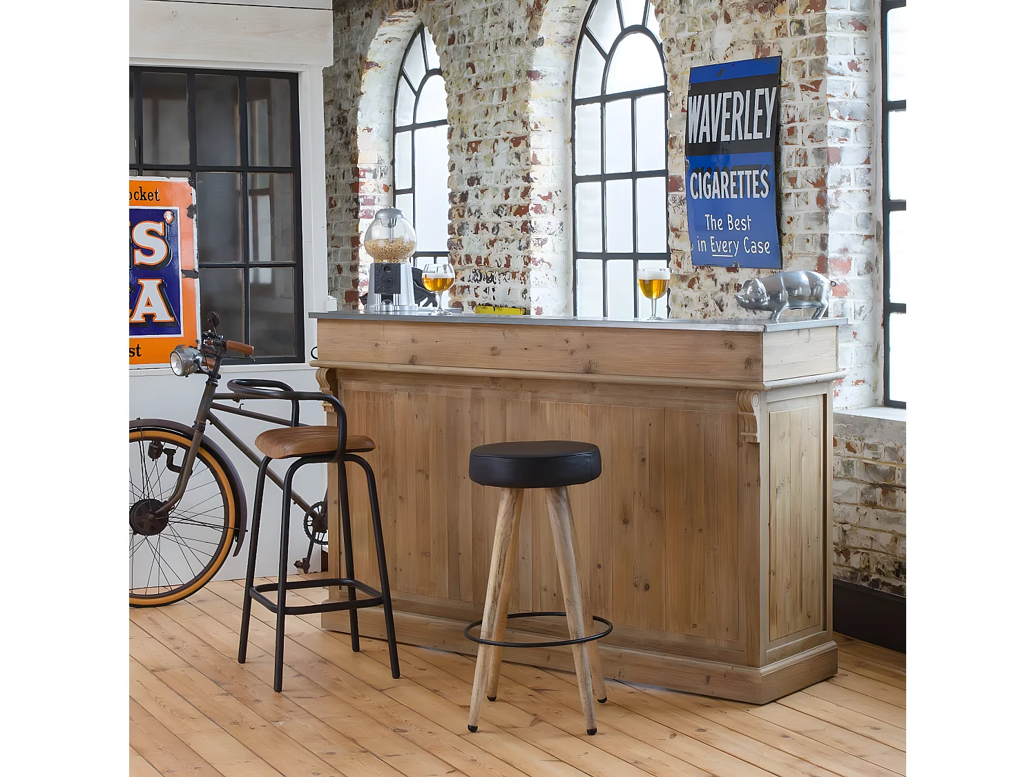 Meuble bar en bois recyclé 180 cm Garance