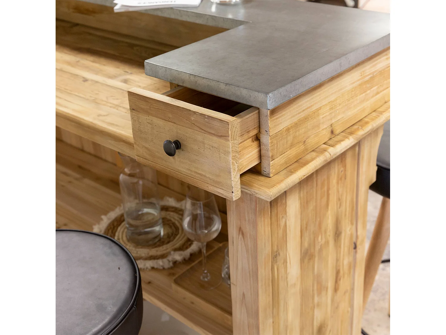 Meuble bar en bois recyclé 180 cm Garance