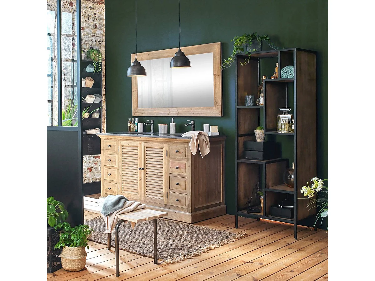 Mueble de baño de madera reciclada Zephyr con amplios espacios de almacenamiento