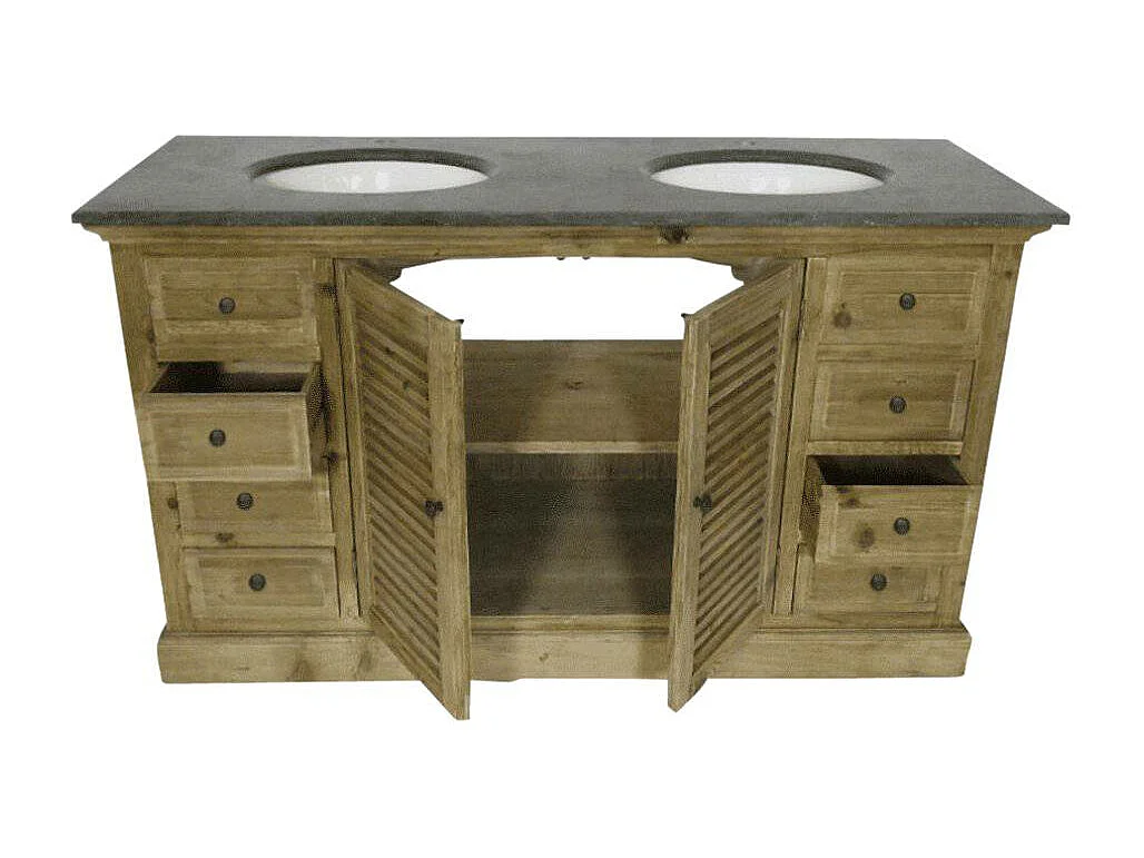 Mueble de baño de madera reciclada Zephyr con amplios espacios de almacenamiento