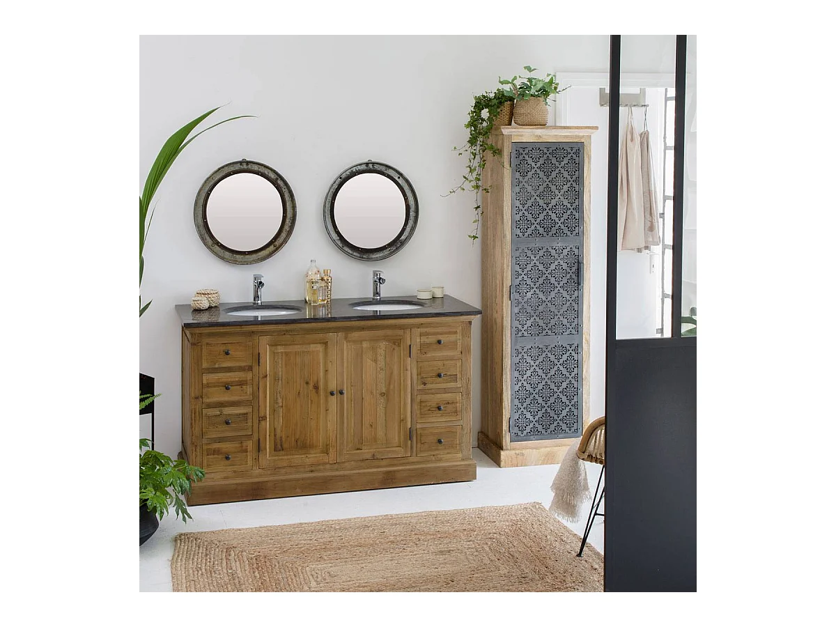Meuble sous vasque en bois recyclé Ambre