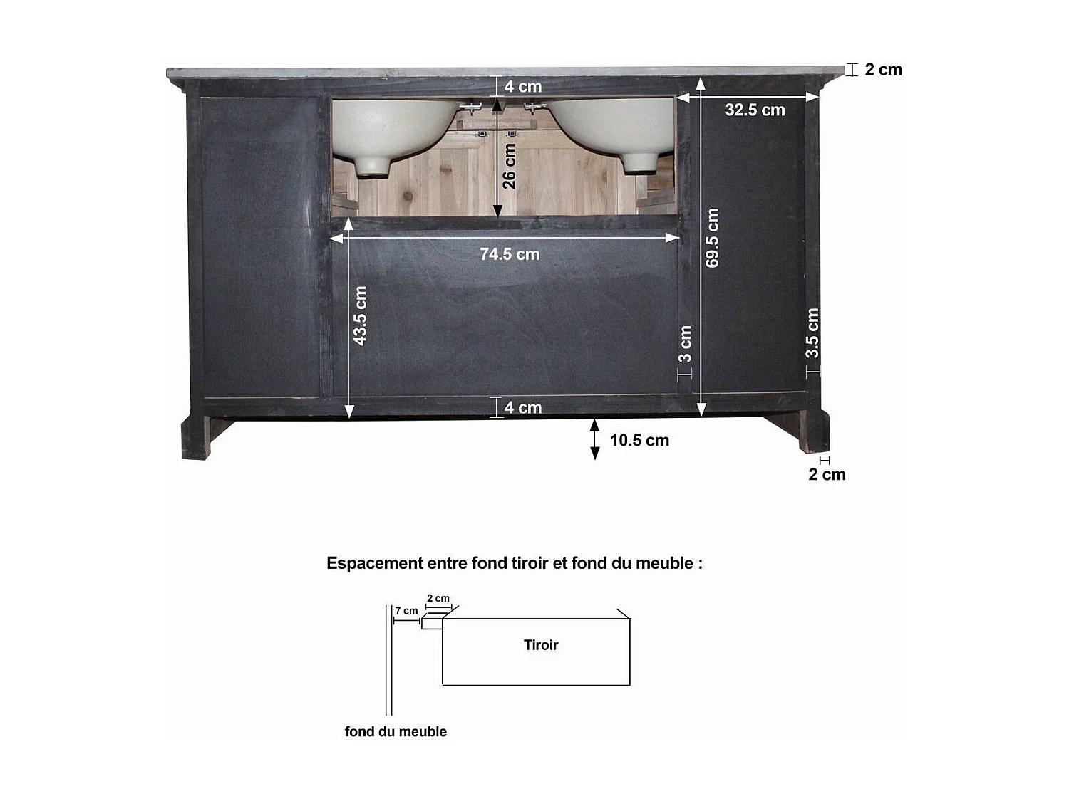Meuble sous vasque en bois recyclé Ambre