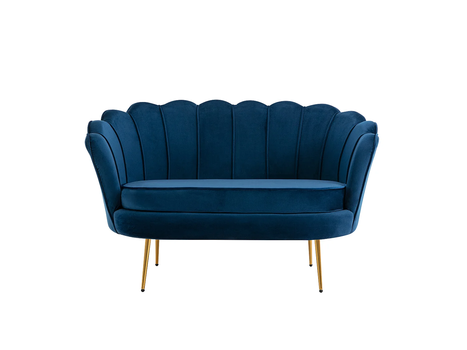 2-personers sofa og muslingebordet fløjskal i midnatteblå fløjlystev modeseng i natteblå natteblå samling af DANDELION