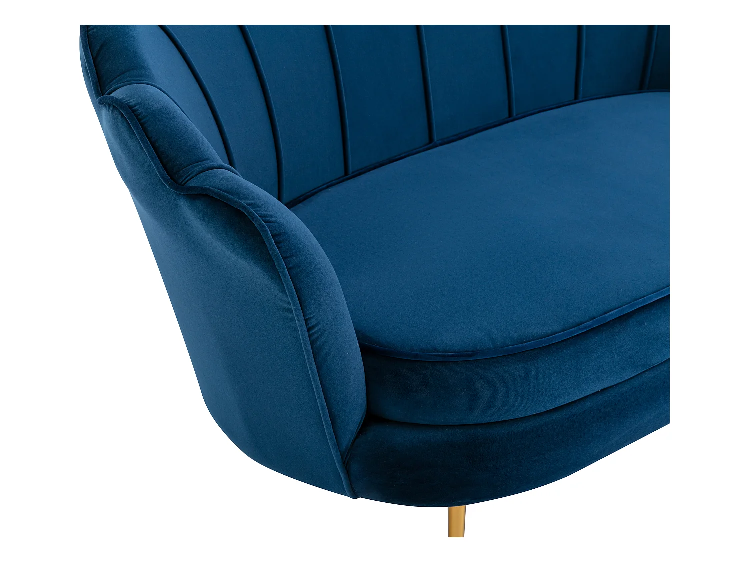 2-personers sofa og muslingebordet fløjskal i midnatteblå fløjlystev modeseng i natteblå natteblå samling af DANDELION