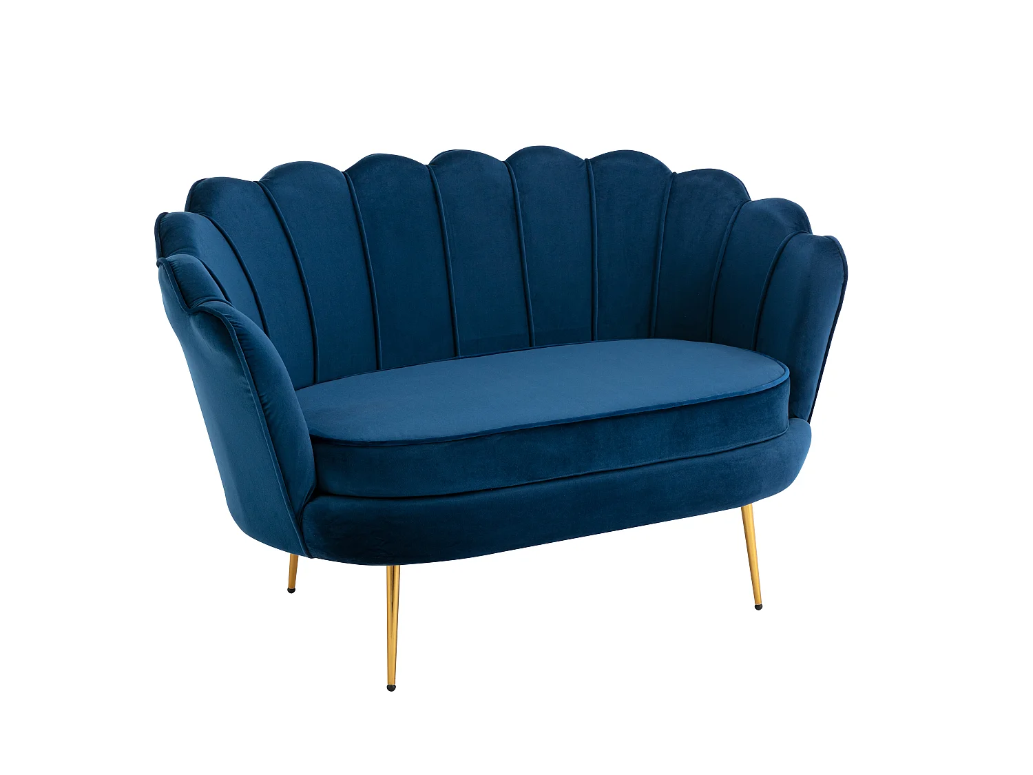 Set divano 2 posti e poltrona conchiglie in Velluto Blu notte - DANDELION