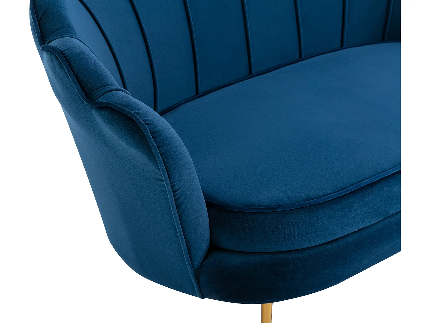 Set divano 2 posti e poltrona conchiglie in Velluto Blu notte - DANDELION