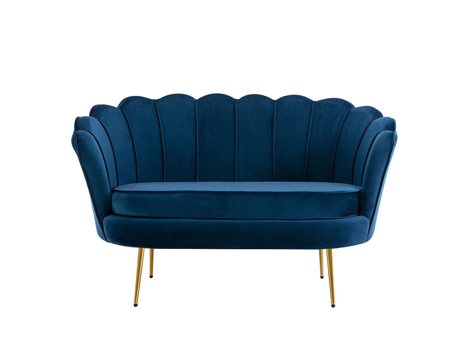 Set divano 2 posti e poltrona conchiglie in Velluto Blu notte - DANDELION