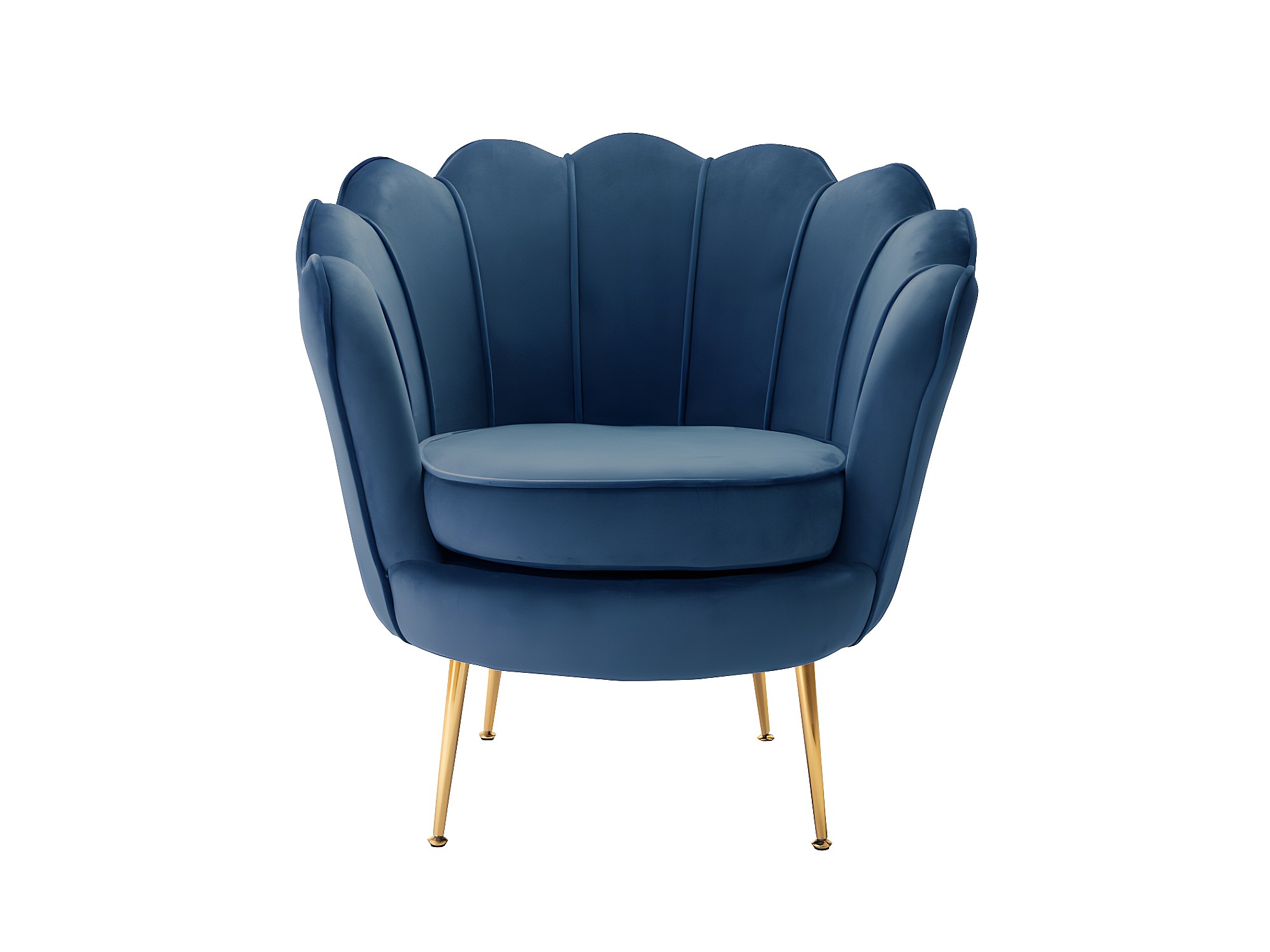 Fauteuil Samantha II En Velours Bleu Nuit - Capitonné, Piètement Noir Et Doré - 1 Place, Dimensions 110x91x76 Cm