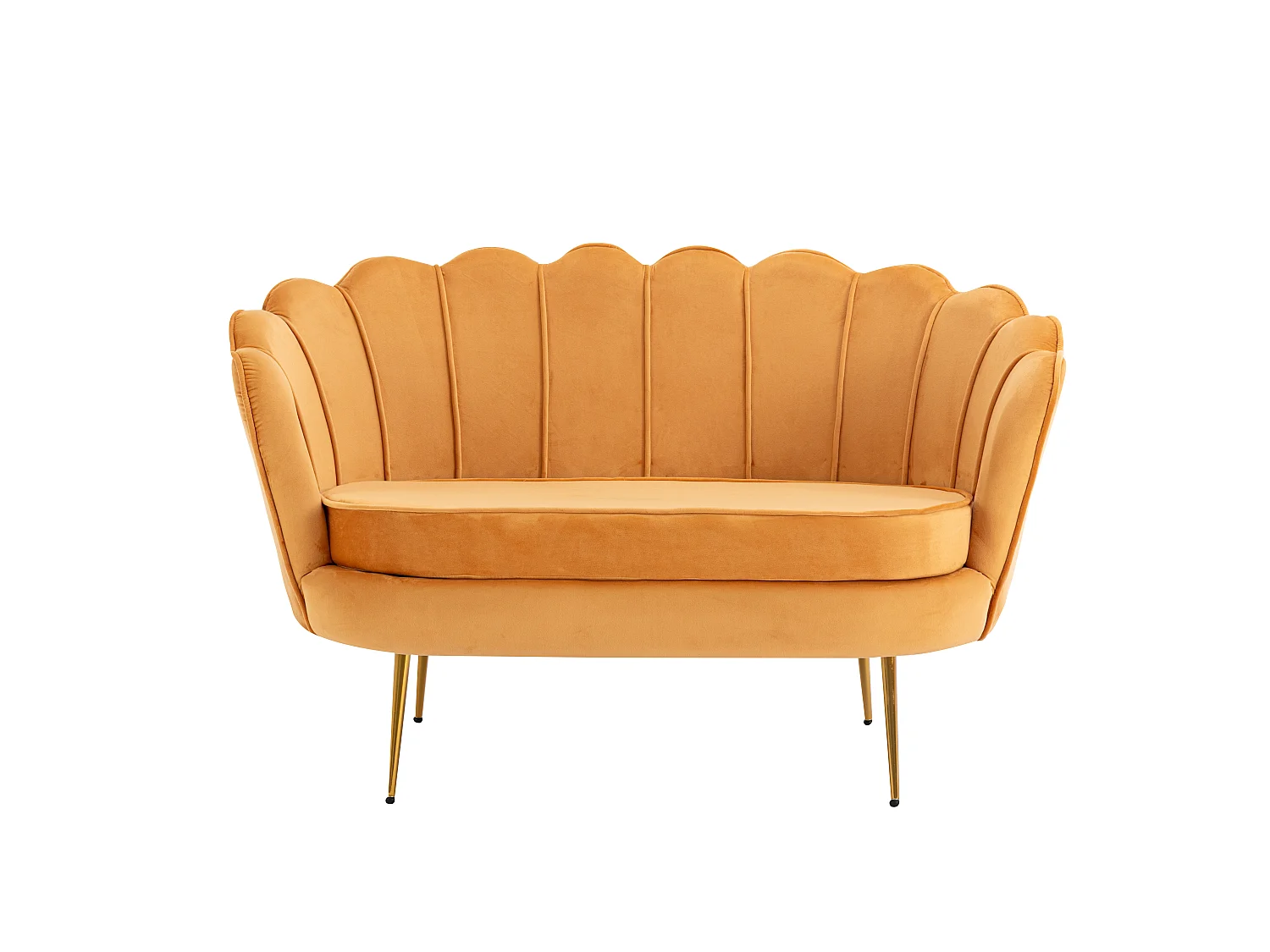 Conjunto sofá de 2 plazas y sillón de terciopelo amarillo mostaza DANDELION