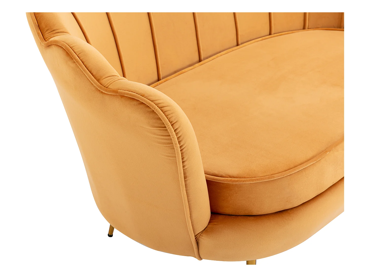 Conjunto sofá de 2 plazas y sillón de terciopelo amarillo mostaza DANDELION