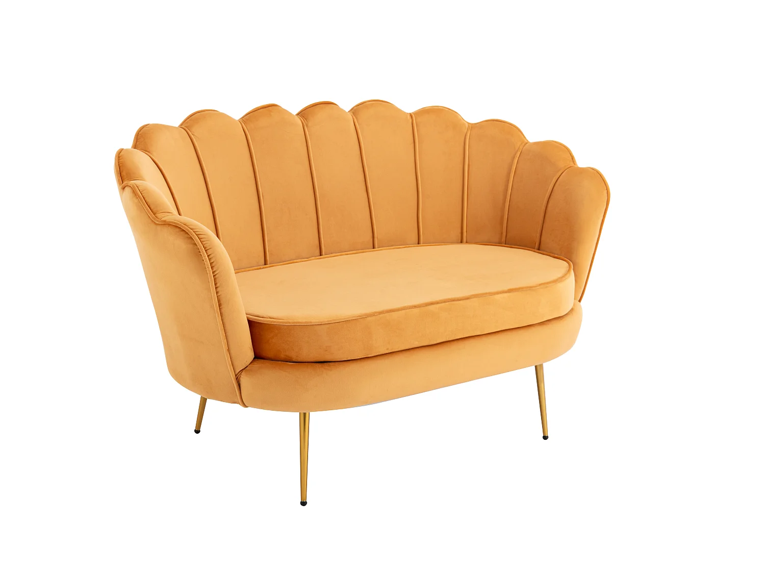 2-personers sofa og muslingelænestol i sennepsgul velour DANDELION fra Pascal Morabito