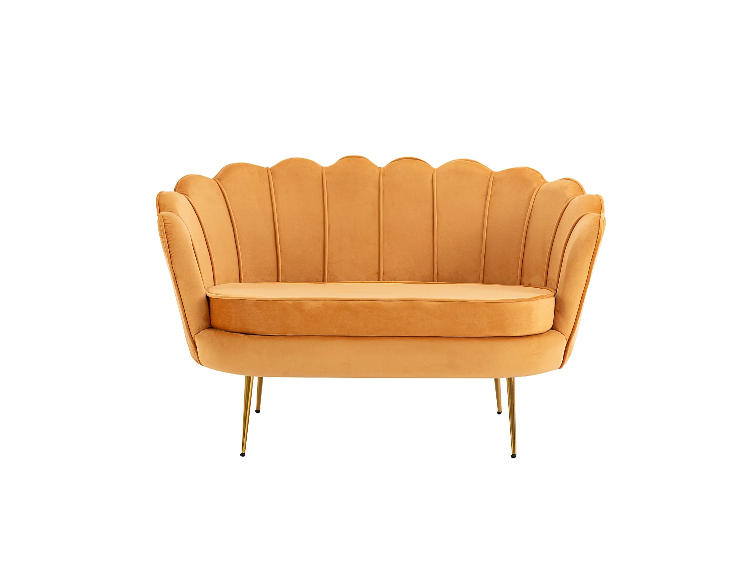 2-personers sofa og muslingelænestol i sennepsgul velour DANDELION fra Pascal Morabito