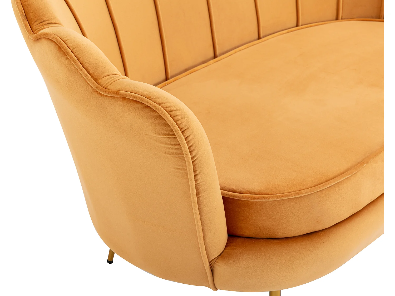 Set divano 2 posti e poltrona conchiglie in Velluto Giallo senape - DANDELION