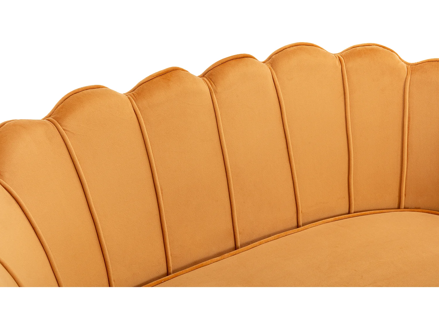 Set divano 2 posti e poltrona conchiglie in Velluto Giallo senape - DANDELION