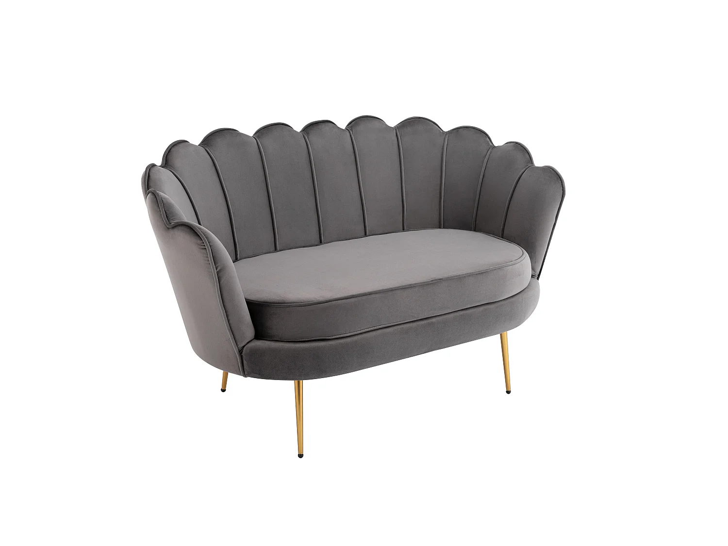 2-seters sofa og skjellformet lenestol i antrasitt fløyel DANDELION av Pascal Morabito