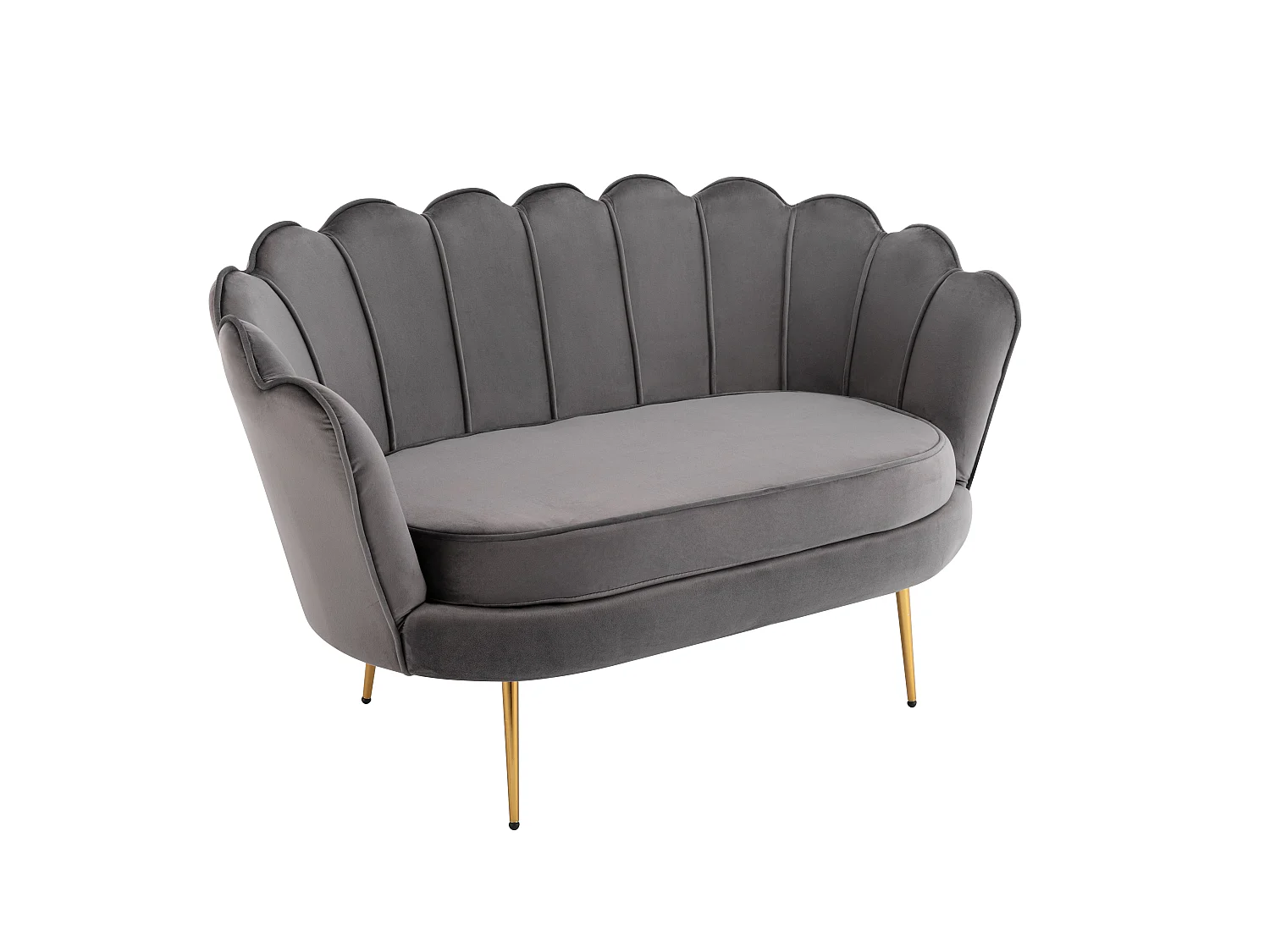 Canapé 2 places et fauteuil coquillage en velours anthracite DANDELION de Pascal Morabito