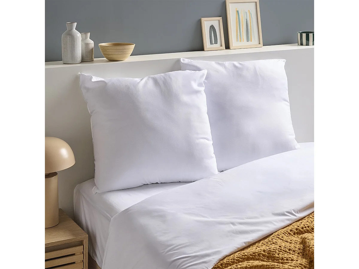 Lot de 2 Oreillers Moelleux Anti-acariens - 60x60cm