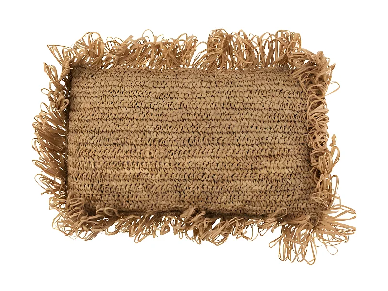 Coussin Rectangulaire Raphia Naturel - L 47 x l 35 x H 10 cm