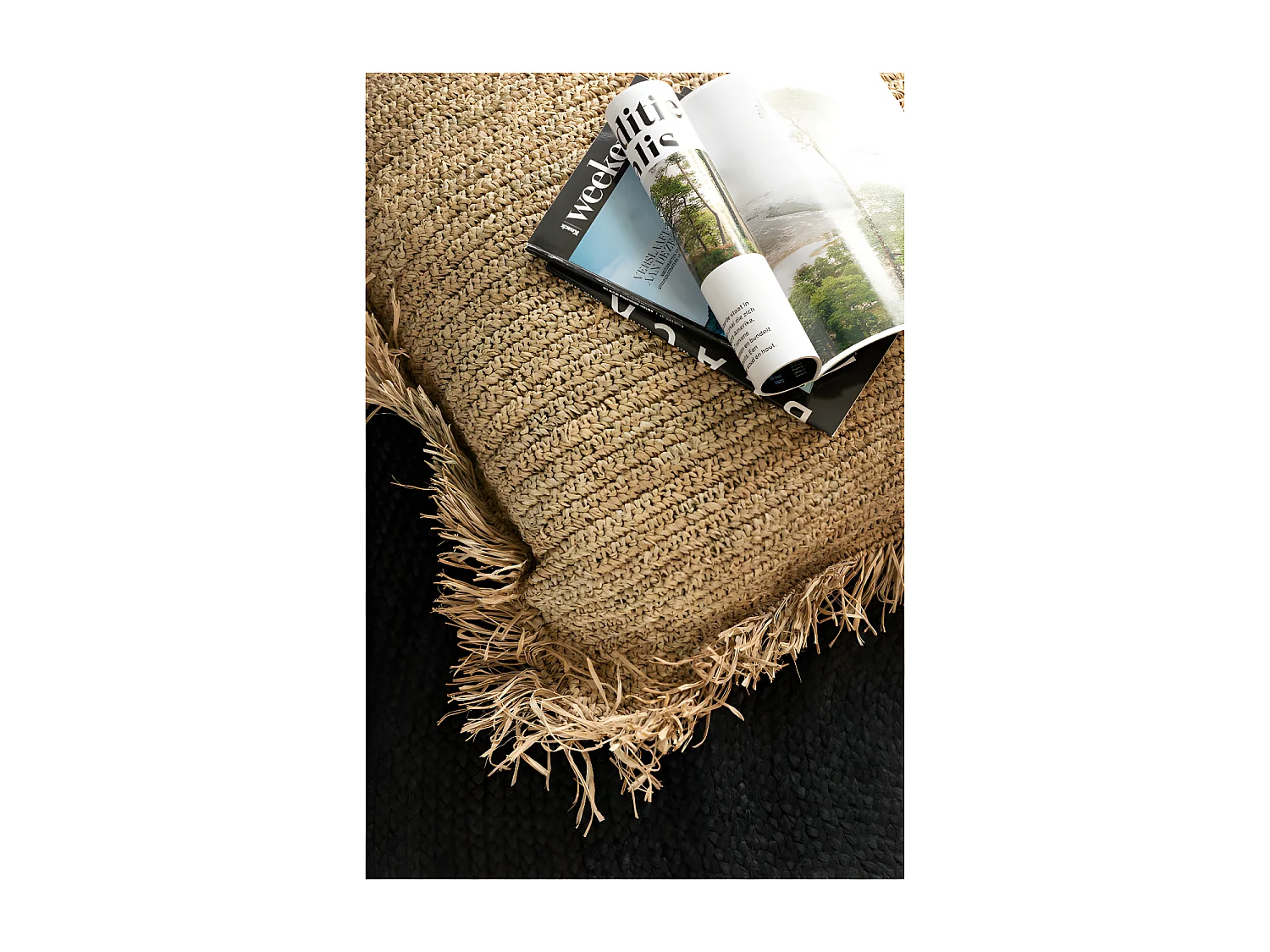 Coussin Rectangulaire Raphia Naturel - L 47 x l 35 x H 10 cm