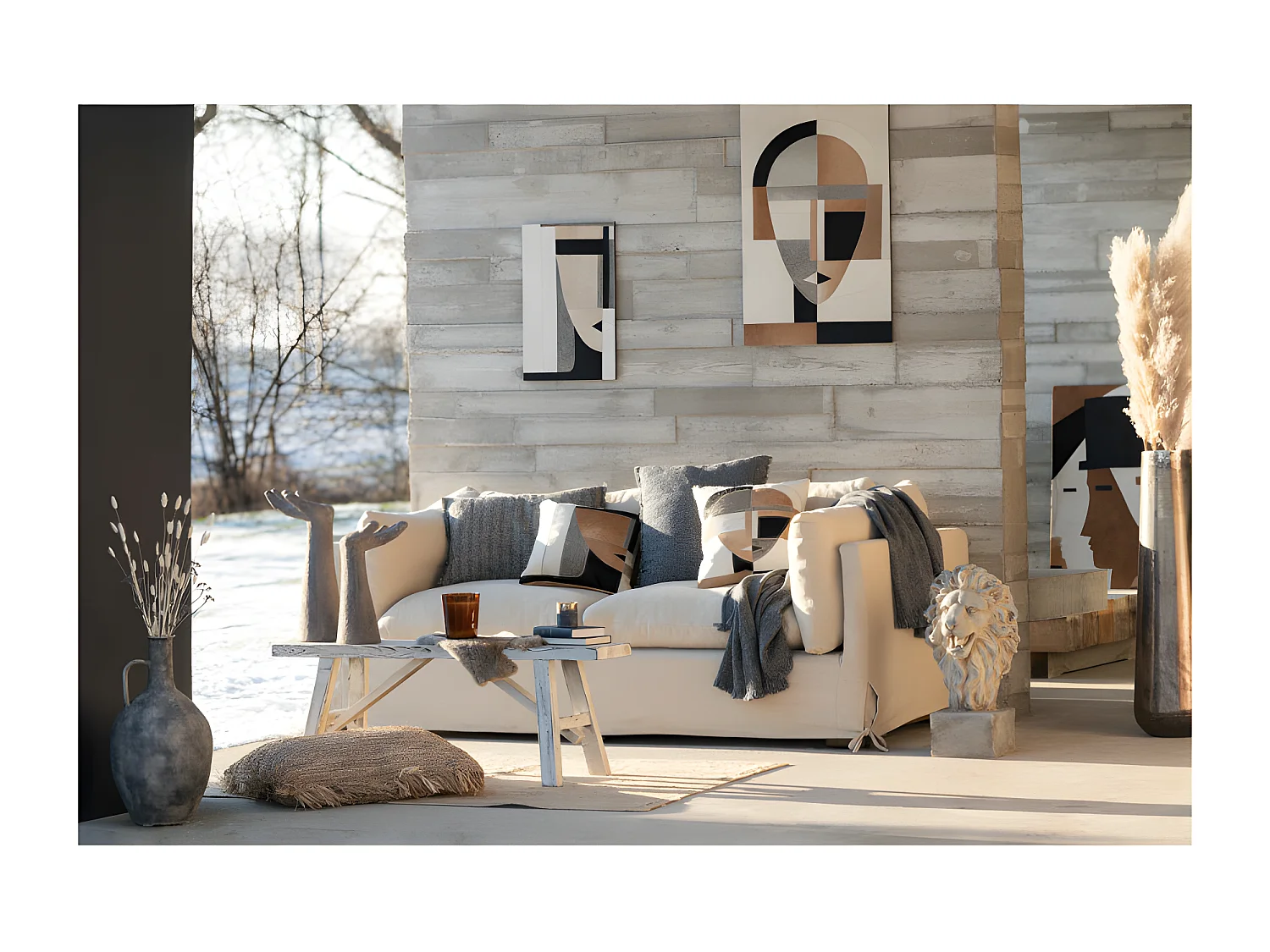 Coussin Rectangulaire Raphia Naturel - L 47 x l 35 x H 10 cm