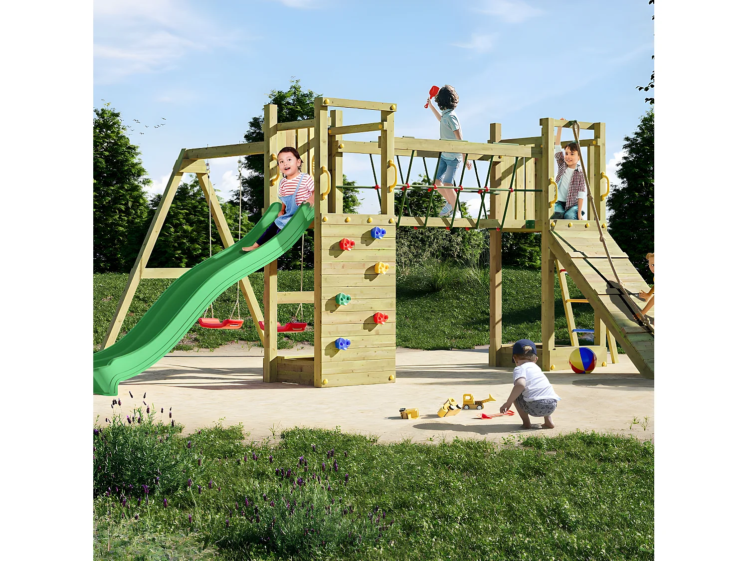 Aire de jeux Funny 3 avec balançoire double - Fungoo