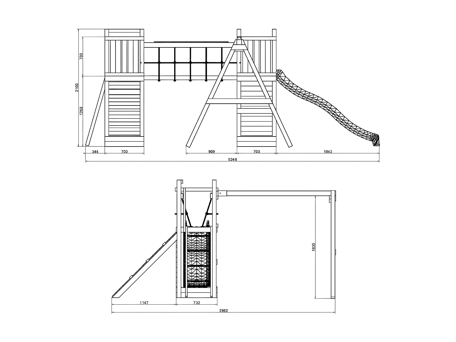 Aire de jeux Funny 3 avec balançoire double - Fungoo