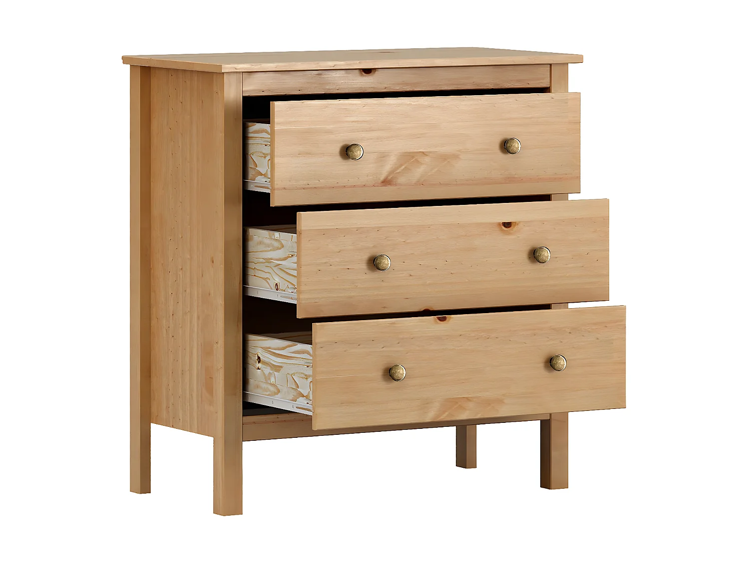 Commode, meuble de rangement avec 3 tiroirs coloris chêne cambrian