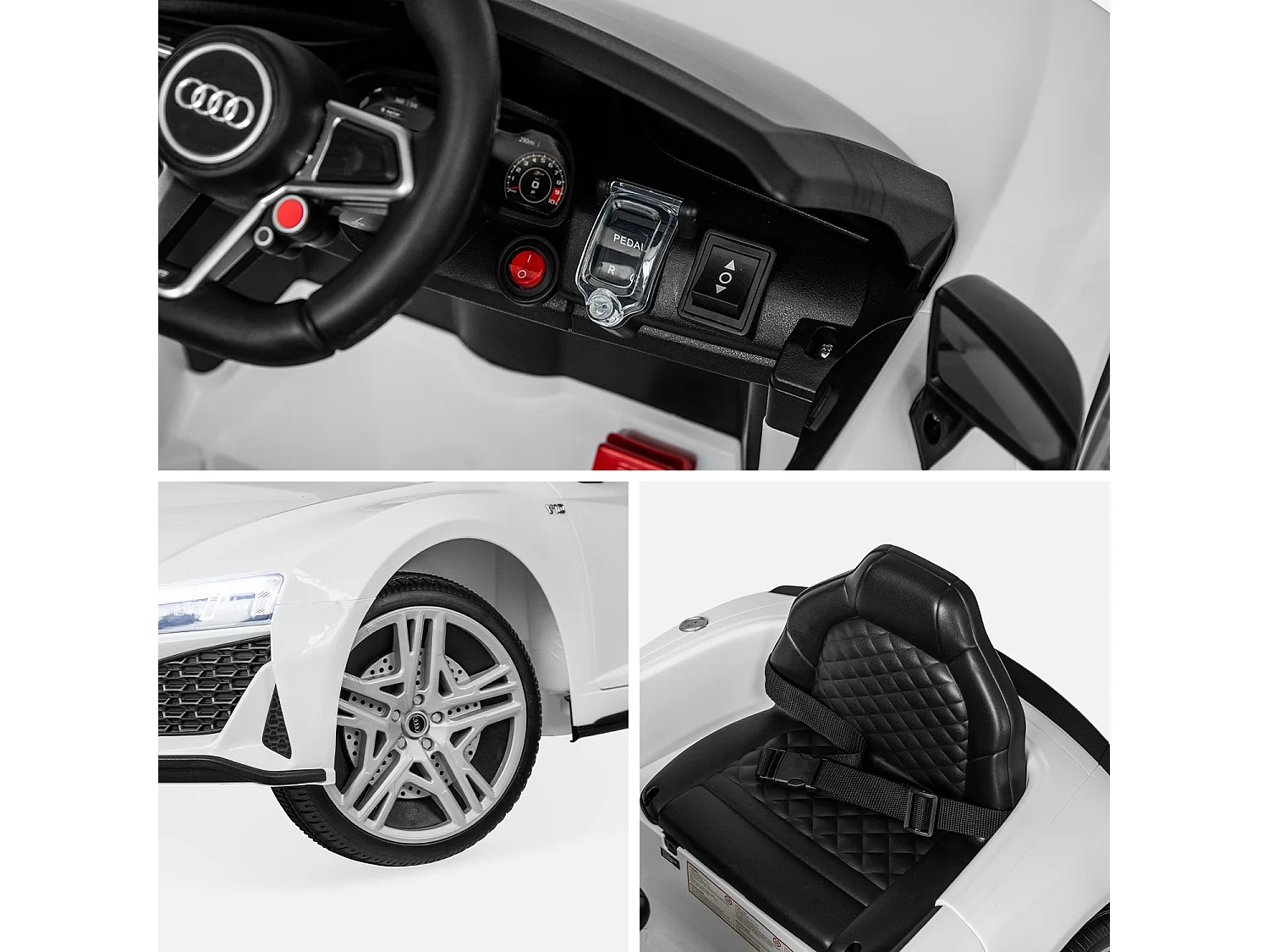 Auto elettrica per bambini audi r8 12v, 1 posto, bianco