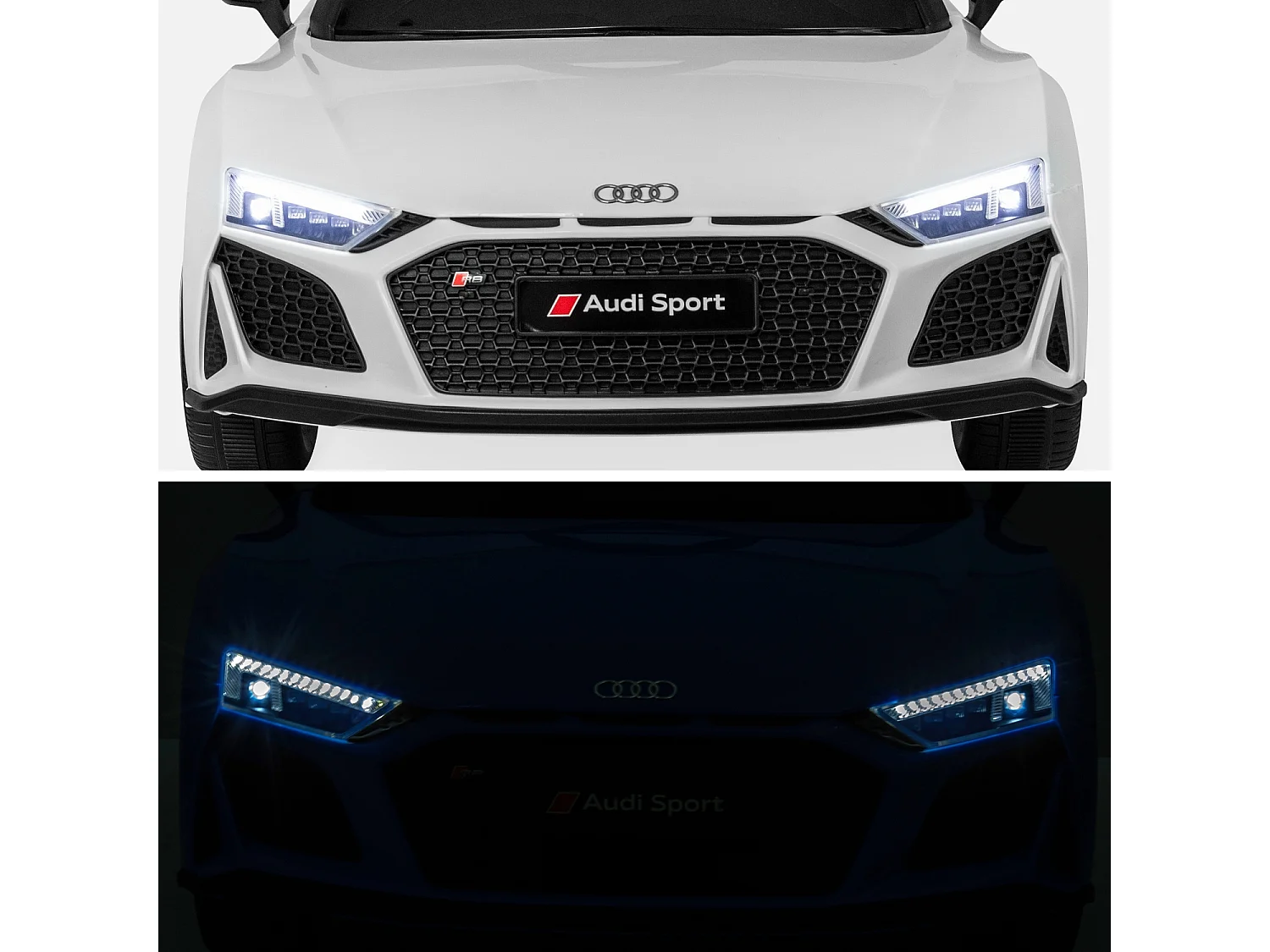 Auto elettrica per bambini audi r8 12v, 1 posto, bianco