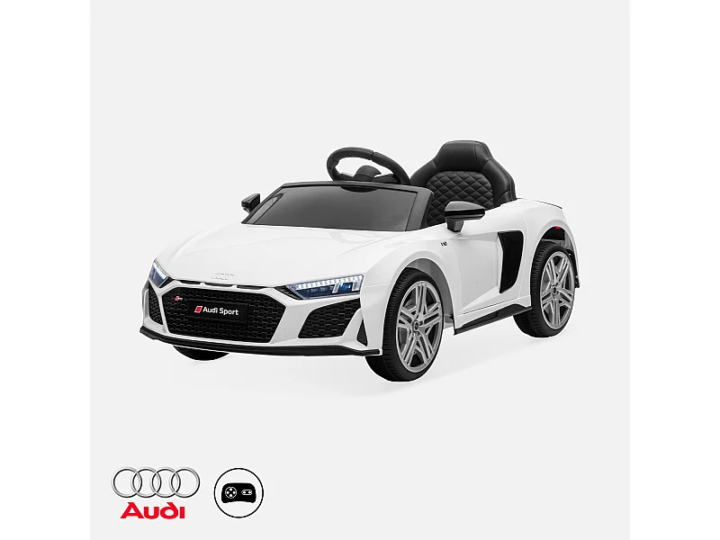 Auto elettrica per bambini audi r8 12v, 1 posto, bianco