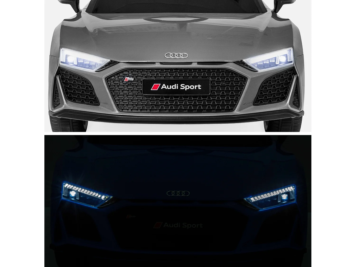 Coche eléctrico para niños audi r8 12v, 1 plaza gris