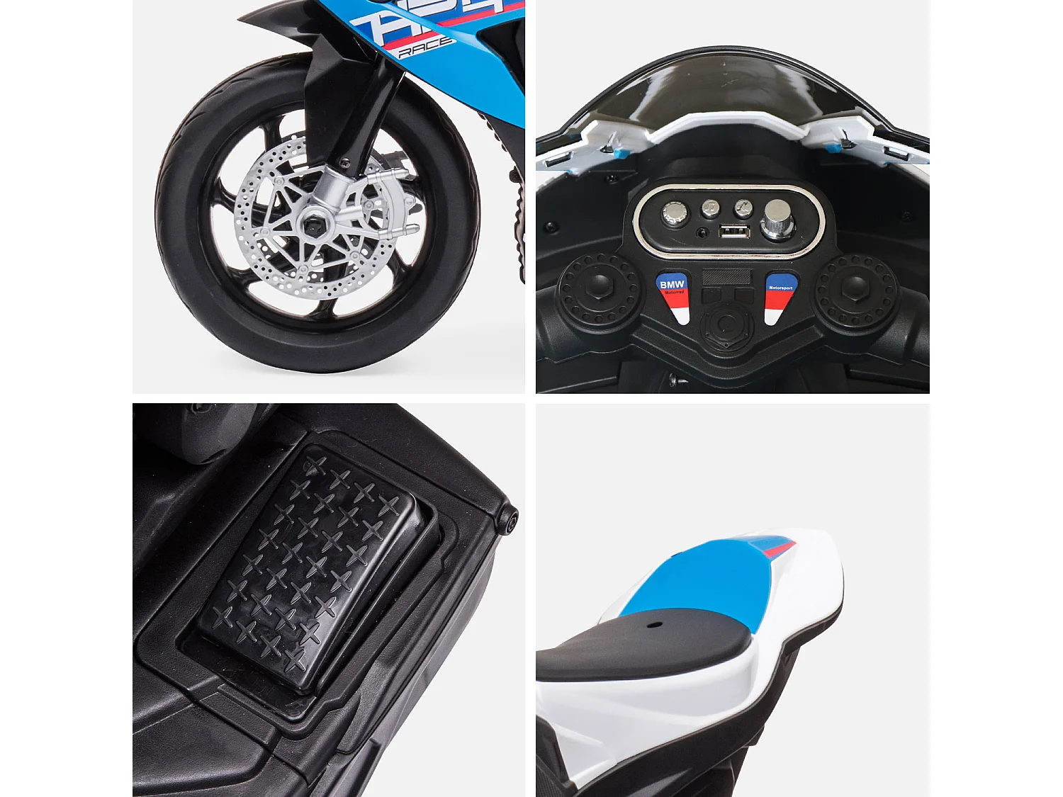 BMW HP4. moto électrique bleue pour enfants 6V 4Ah. 1 place