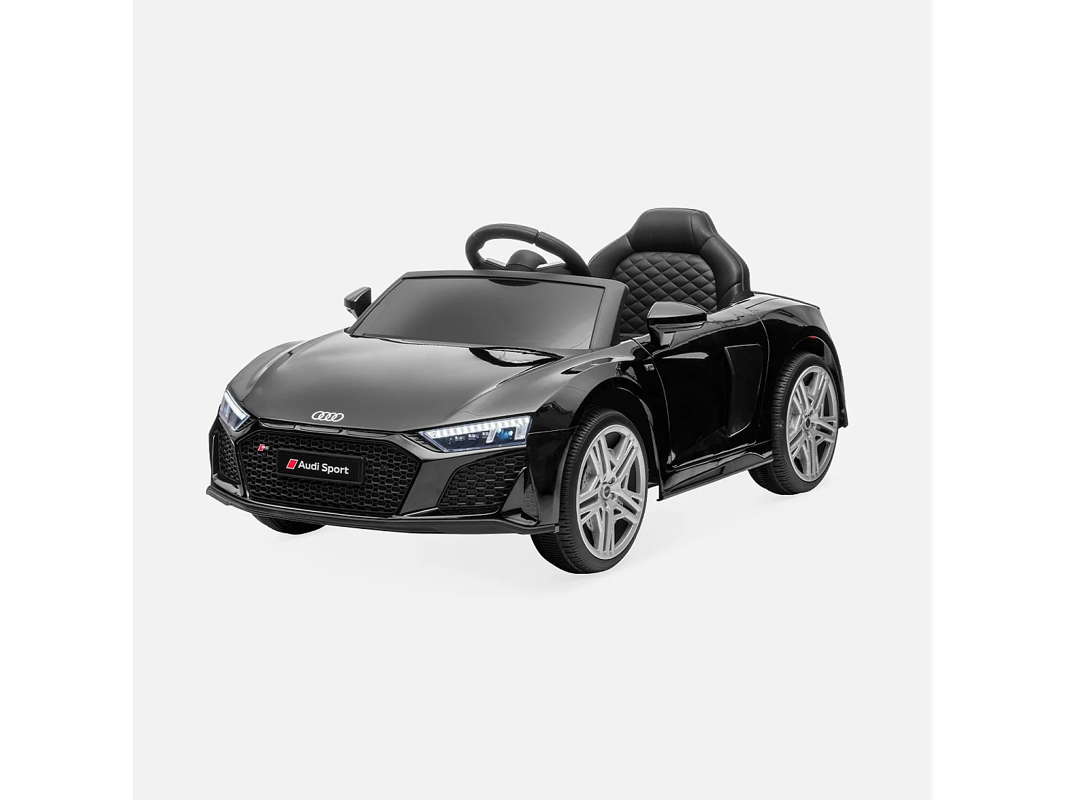 AUDI R8 voiture électrique 12V. noire 1 place. 4x4 pour enfants. avec autoradio et télécommande