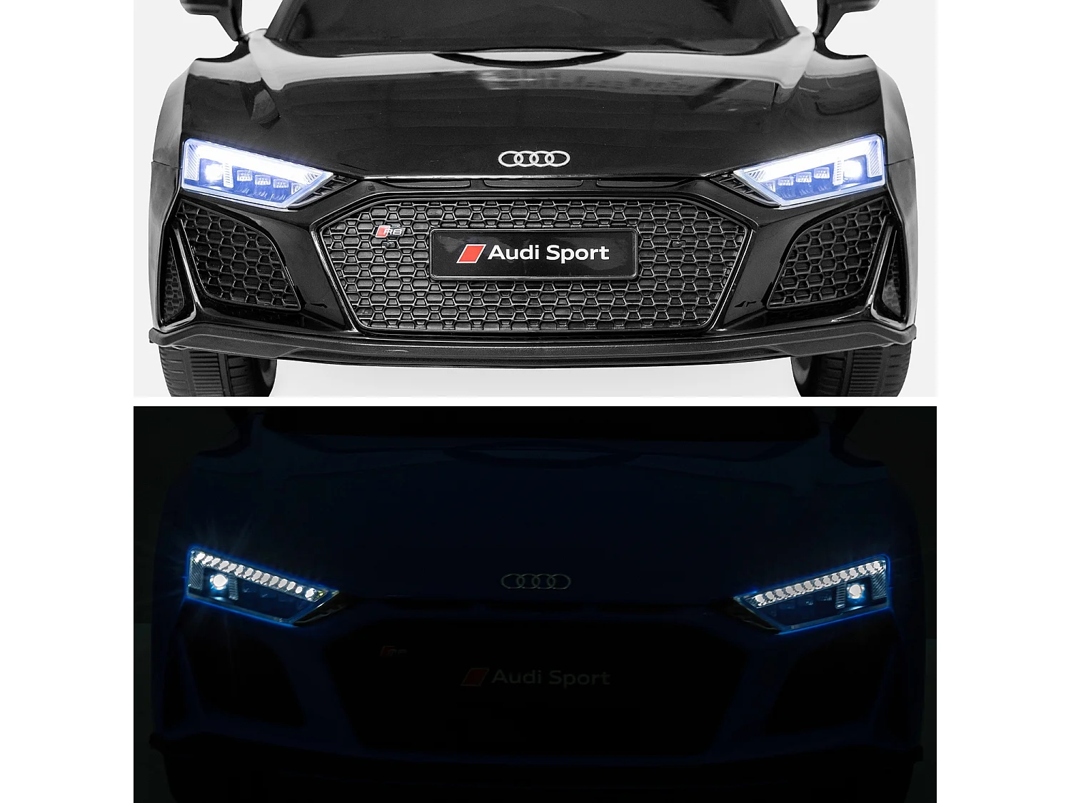 AUDI R8 voiture électrique 12V. noire 1 place. 4x4 pour enfants. avec autoradio et télécommande