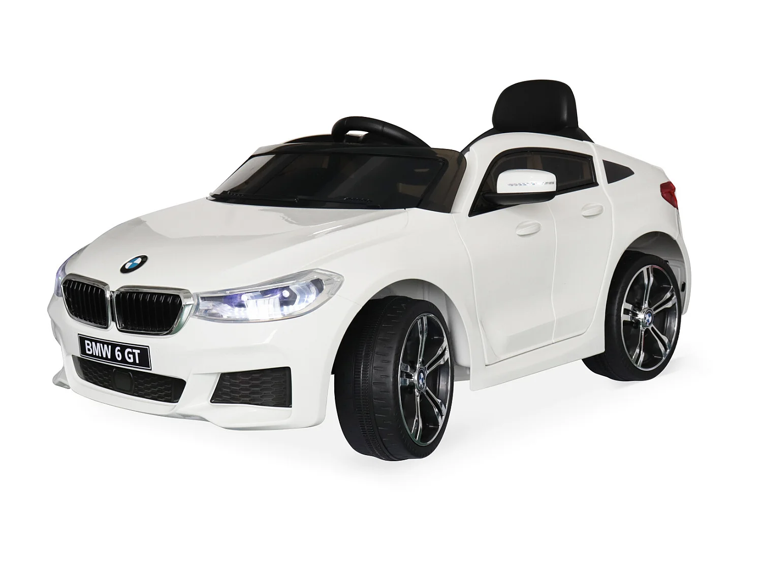BMW Série 6 GT  blanche. voiture électrique pour enfants 12V 4 Ah. 1 place. avec autoradio et télécommande