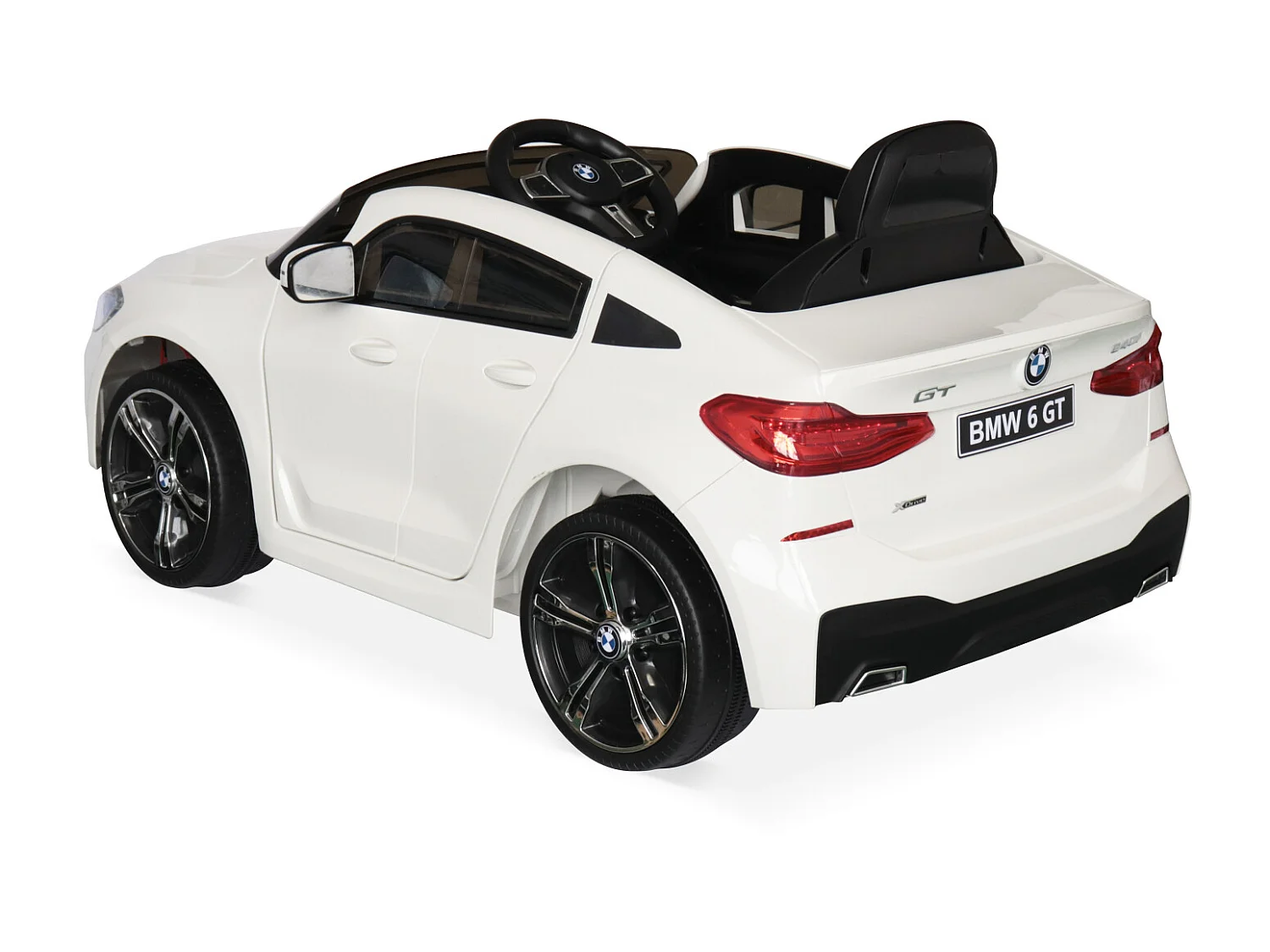 BMW Série 6 GT  blanche. voiture électrique pour enfants 12V 4 Ah. 1 place. avec autoradio et télécommande