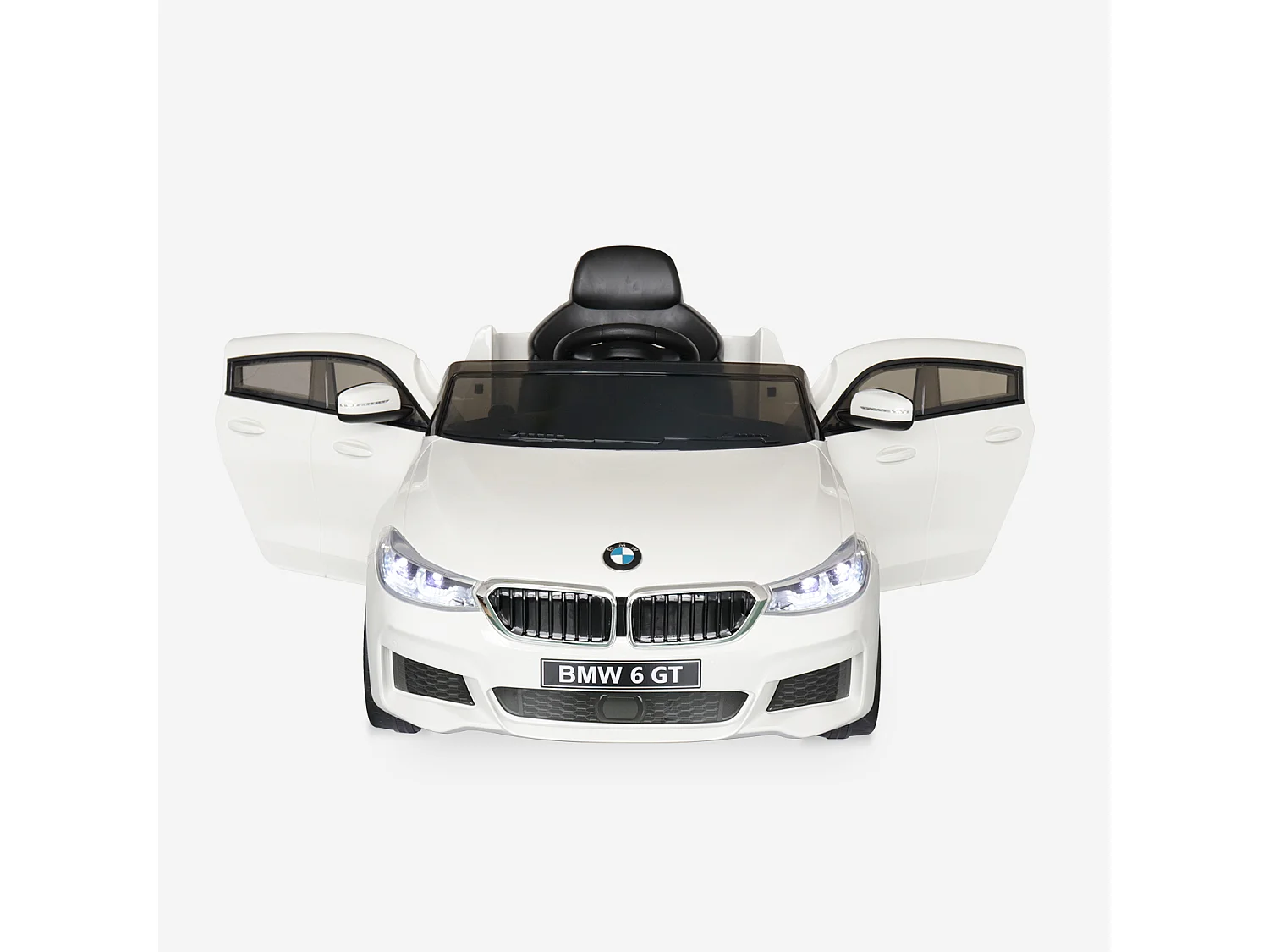 BMW Série 6 GT  blanche. voiture électrique pour enfants 12V 4 Ah. 1 place. avec autoradio et télécommande