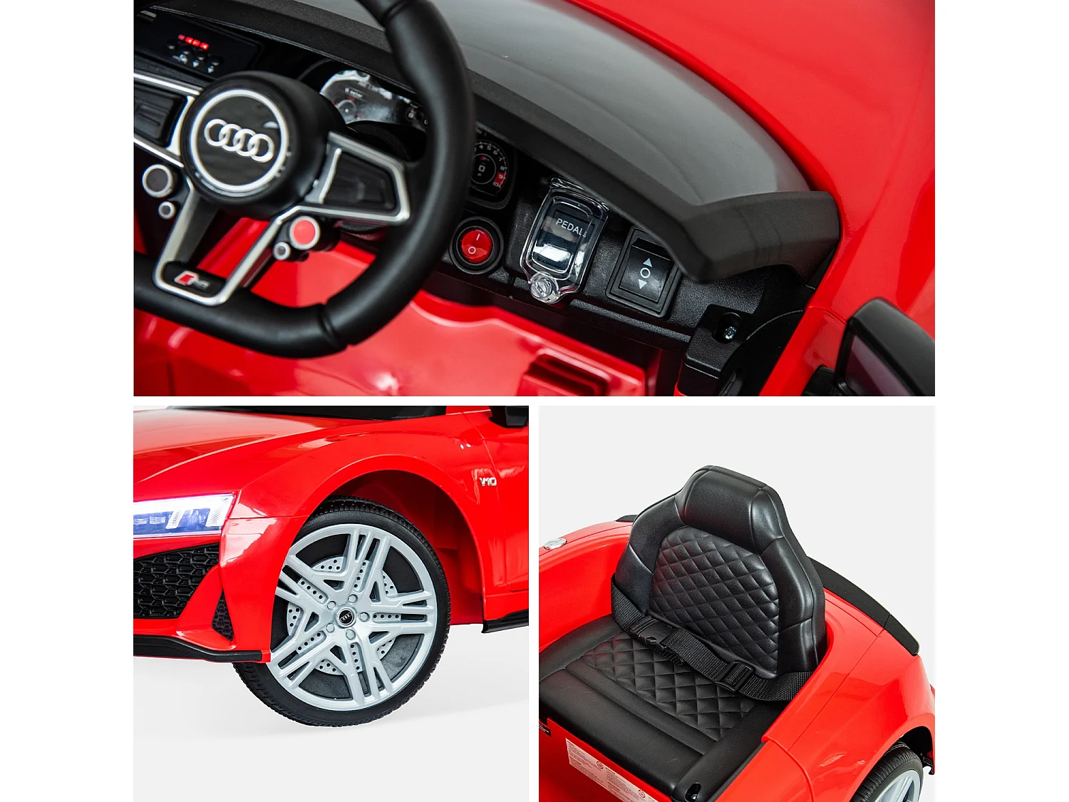 Auto elettrica per bambini audi r8 12v, 1 posto, rosso